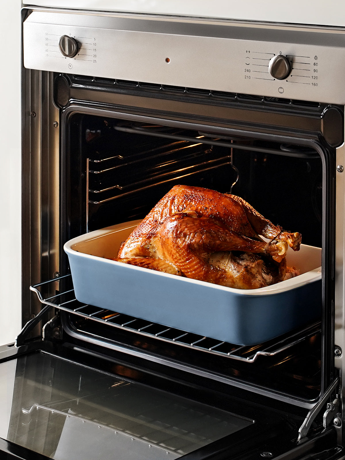 LE TAUCI Deep Casserole Dishes for Oven, 13.7”x9.6” Ceramic Baking Dish Set with Roasting Racks, Large Lasagna Pans with Handles, Rectangular Bakeware as Gift for Mom, Dusty Blue(4.6QT/3.0QT/1.6QT), Set of 3