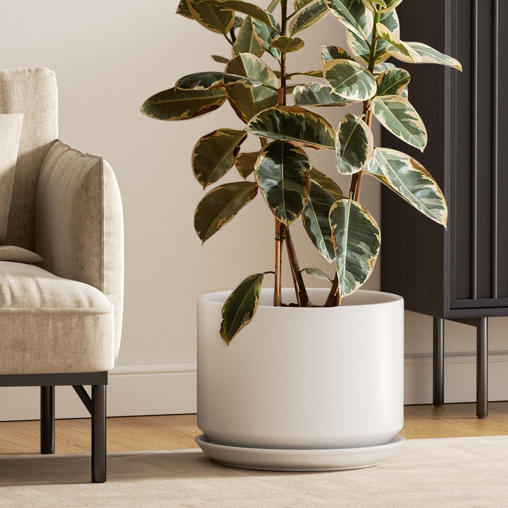 LE TAUCI 12 Inch Pots for Plants, Ceramic Pots for Indoor Plants