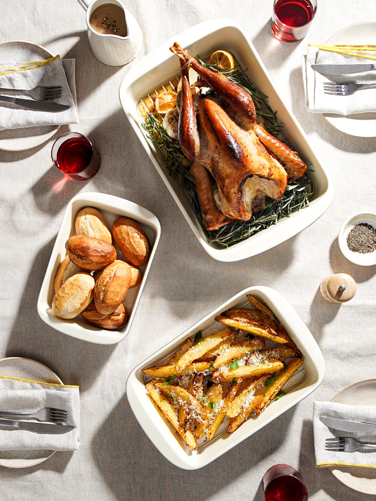 LE TAUCI Deep Casserole Dishes for Oven, 13.7”x9.6” Ceramic Baking Dish Set with Roasting Racks, Large Lasagna Pans with Handles, Rectangular Bakeware as Gift for Mom, Dusty Blue(4.6QT/3.0QT/1.6QT), Set of 3