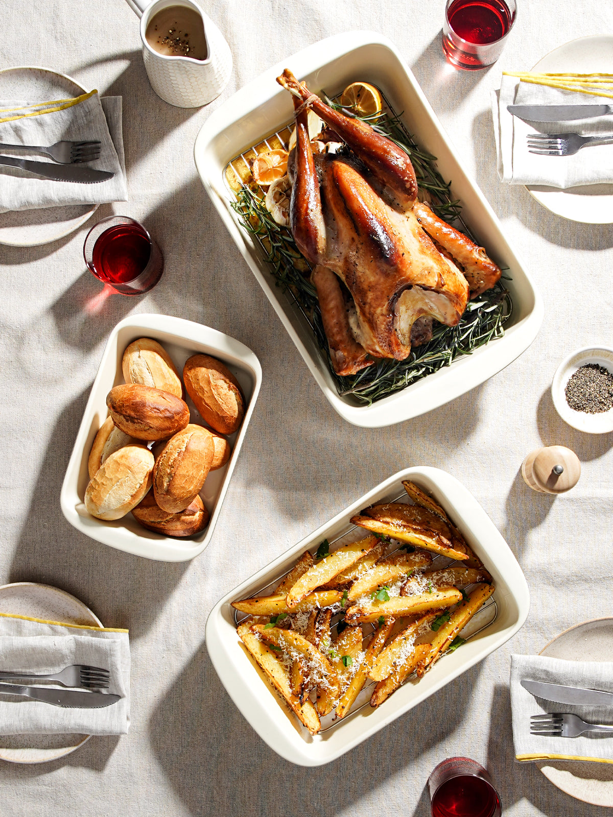 LE TAUCI Deep Casserole Dishes for Oven, 13.7”x9.6” Ceramic Baking Dish Set with Roasting Racks, Large Lasagna Pans with Handles, Rectangular Bakeware as Gift for Mom, Oatmeal Greige(4.6QT/3.0QT/1.6QT), Set of 3