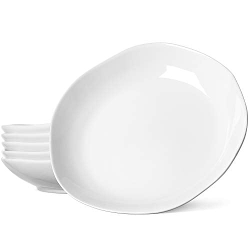 LE TAUCI Dinner Plates 10 Inch, Ceramic Plate Set for Salad, Pasta, Risotto, Fluffiest Pancakes, 22 Ounce - Set of 6,White