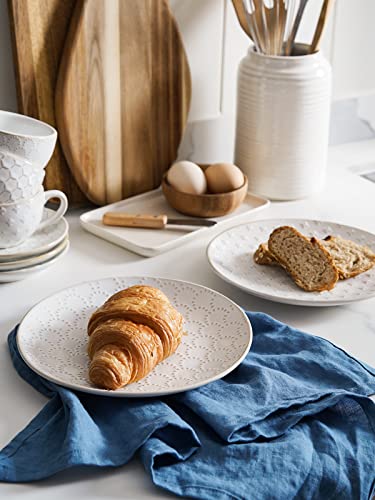 LE TAUCI Dinnerware Sets 12 Piece, House Warming Wedding Gift, Serve for 4 (10" Dinner Plates + 8" Salad Dish + 22 oz Bowl) x 4, Dishwasher Microwave Oven safe - Arctic White