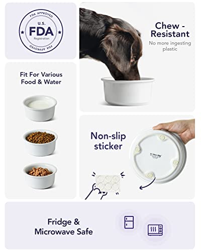 LE TAUCI PET Dog Water Bowl Ceramic, Chew-Resistant Slow Feeder Dog Bowl, 2.6 Cups Dog Food Bowls for Small Medium Large Size, Fit for Dog Bowl Stand with Hole Opening Between 5.75" - 6.25"