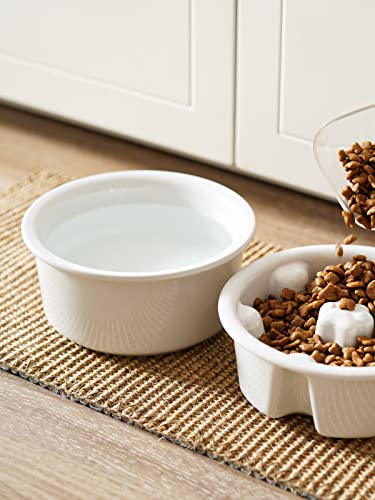 LE TAUCI PET Dog Water Bowl Ceramic, Chew-Resistant Slow Feeder Dog Bowl, 2.6 Cups Dog Food Bowls for Small Medium Large Size, Fit for Dog Bowl Stand with Hole Opening Between 5.75" - 6.25"