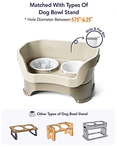 LE TAUCI PET Dog Water Bowl Ceramic, Chew-Resistant Slow Feeder Dog Bowl, 2.6 Cups Dog Food Bowls for Small Medium Large Size, Fit for Dog Bowl Stand with Hole Opening Between 5.75" - 6.25"