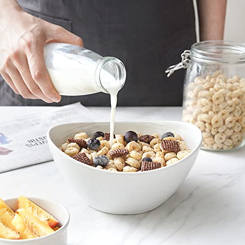 LE TAUCI Large Cereal Bowls 30 OZ, Ceramic Bowls Set for Salad Soup Rice Desserts, Kitchen Serving bowl, Oven Dishwasher & Microwave Safe - 7.5 inch, Set of 4, White