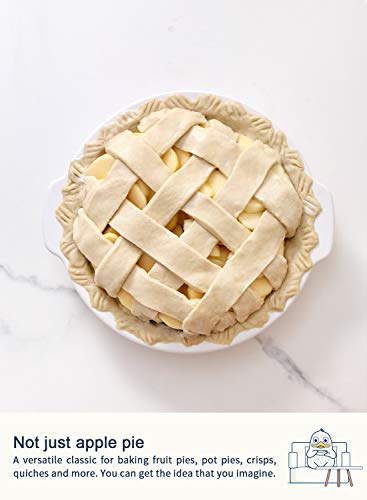 LE TAUCI Pie Pans for Baking 9 Inch, Ceramic Pie Dishes with Handles, Deep Pie Plates for Apple Pie, Pecan Pie - 36 Ounce, Set of 2, White