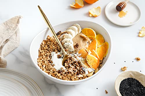LE TAUCI Large Cereal Bowls 30 OZ, Ceramic Bowls Set for Salad Soup Rice Desserts, Kitchen Serving bowl, Oven Dishwasher & Microwave Safe - 7.5 inch, Set of 4, White
