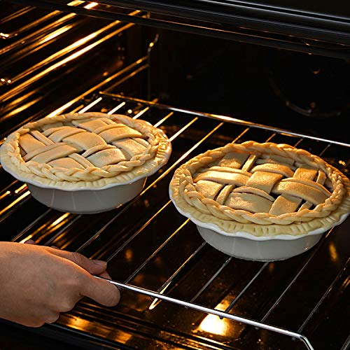 LE TAUCI Mini Pie Pans, 6.5 Inch Pie Plate Ceramic, 12 Ounce Pie Dish Ramekins, Individual Chicken Pot Pie, Ruffled Edge Bowls, Set of 6, White