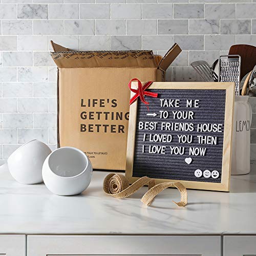 LE TAUCI Salt Pig Ceramic Set with Wooden Spoons, 12 Oz Salt Cellar, Fit a Large hand, Wide-Mouth Salt Crock Box, Salt and Pepper Shaker, Set of 2, White