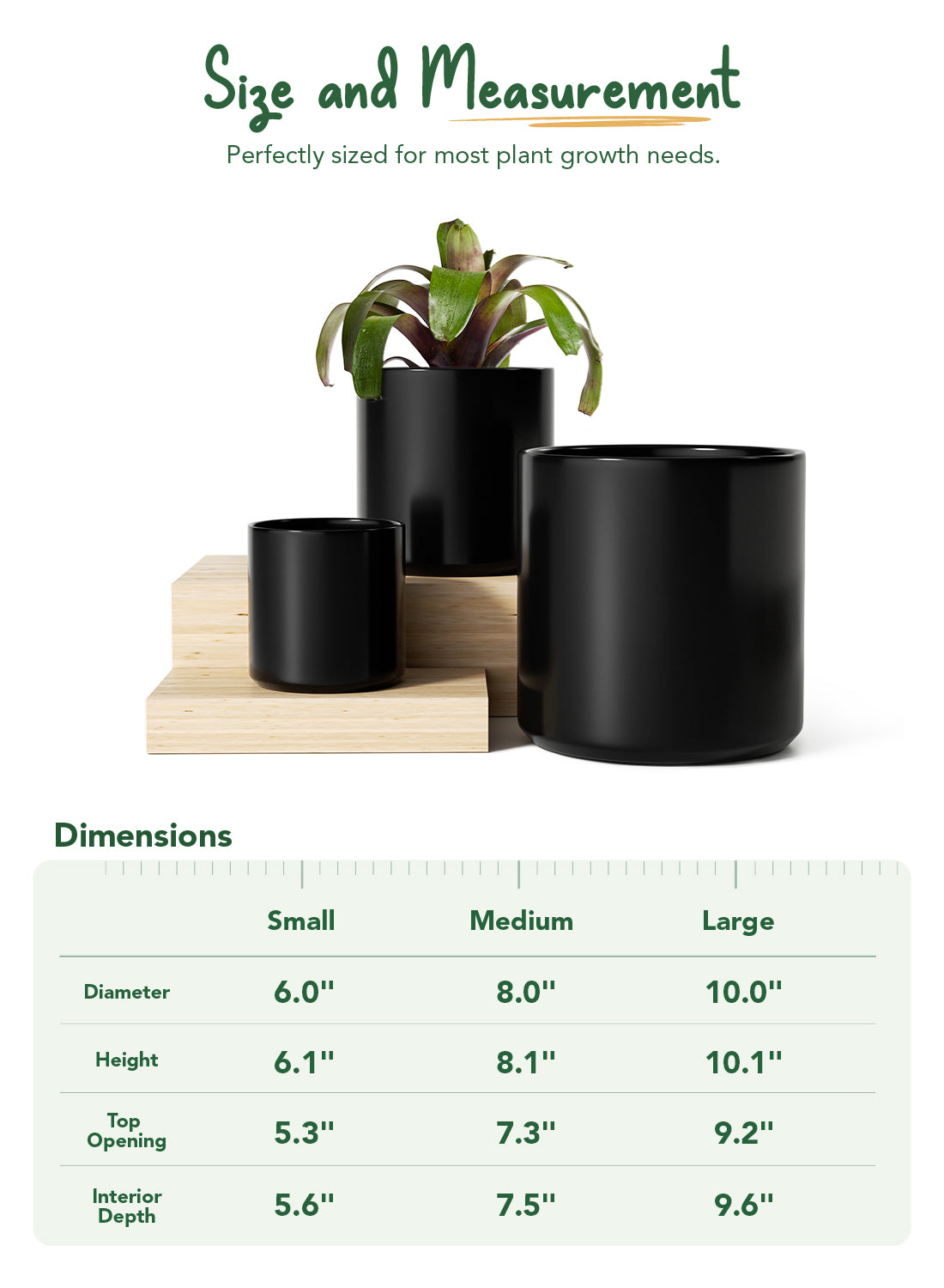 LE TAUCI Ceramic Pots for Plants, 10+8+6 Inch Indoor Plant Pots, Moder ...