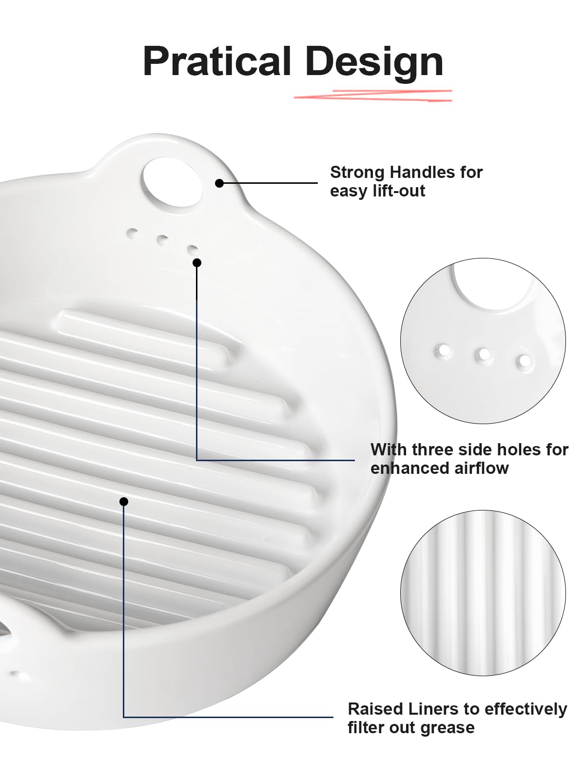 LE TAUCI Air Fryer Liners Reusable, Easy Clean Ceramic Liners for Air Fryer Basket, Air Fryer Accessories, AirFryer Basket Bowl, Replacement of Silicone Air Fryer Liner, White (Top 7in, Height 3in)