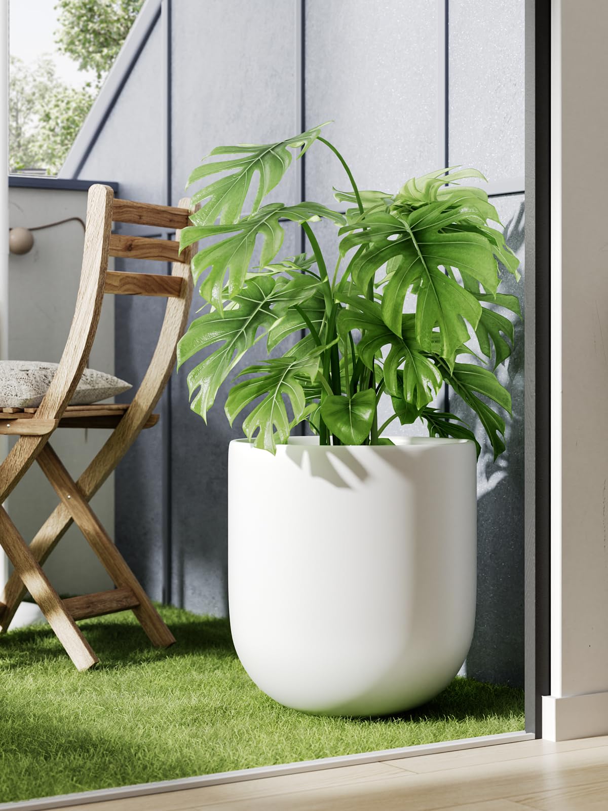 thumbnail image 2 of LE TAUCI Ceramic Plant Pots Set Of 3 – 4, 5, 6.5 Inch With Drainage & Saucer, White, For Indoor Plants & Succulents 2 of 9