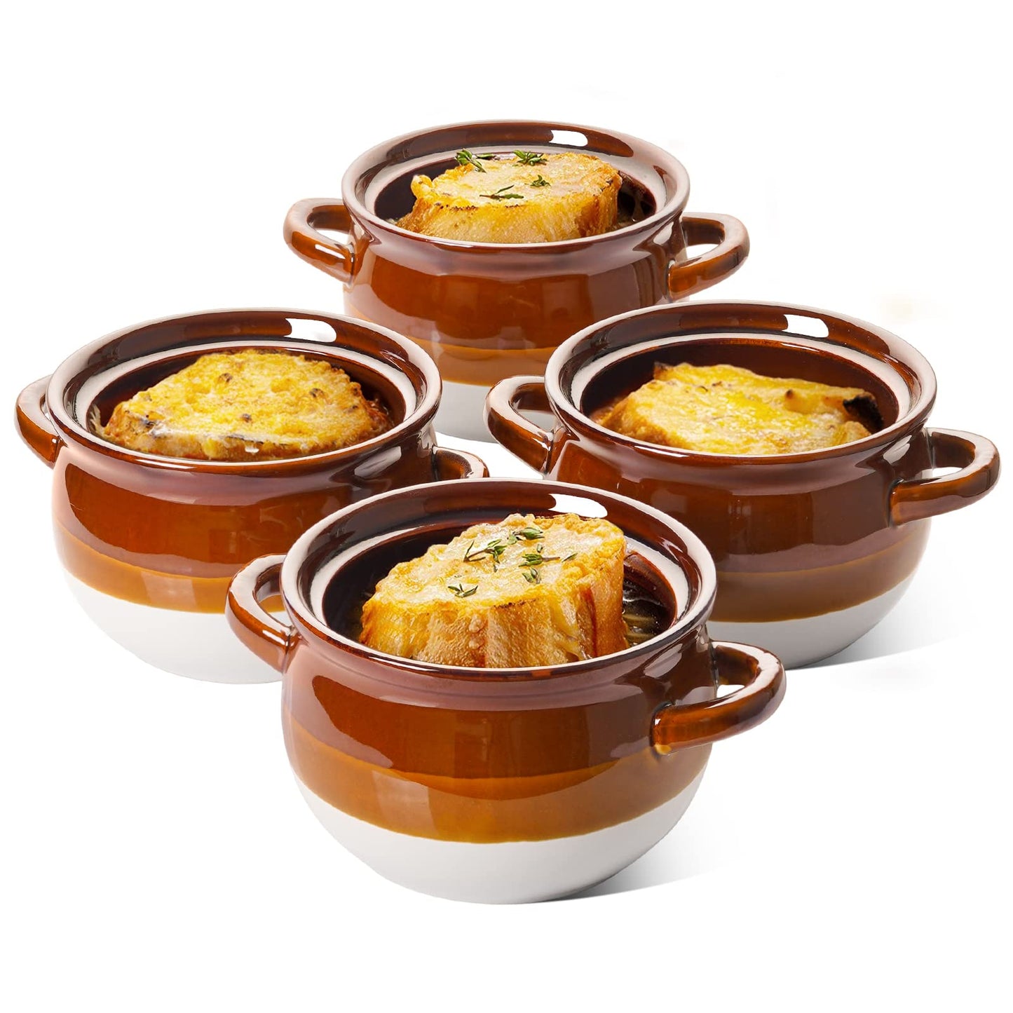 LE TAUCI French Onion Soup Crocks with Handles 22 Ounce Ceramic Soup LETAUCI