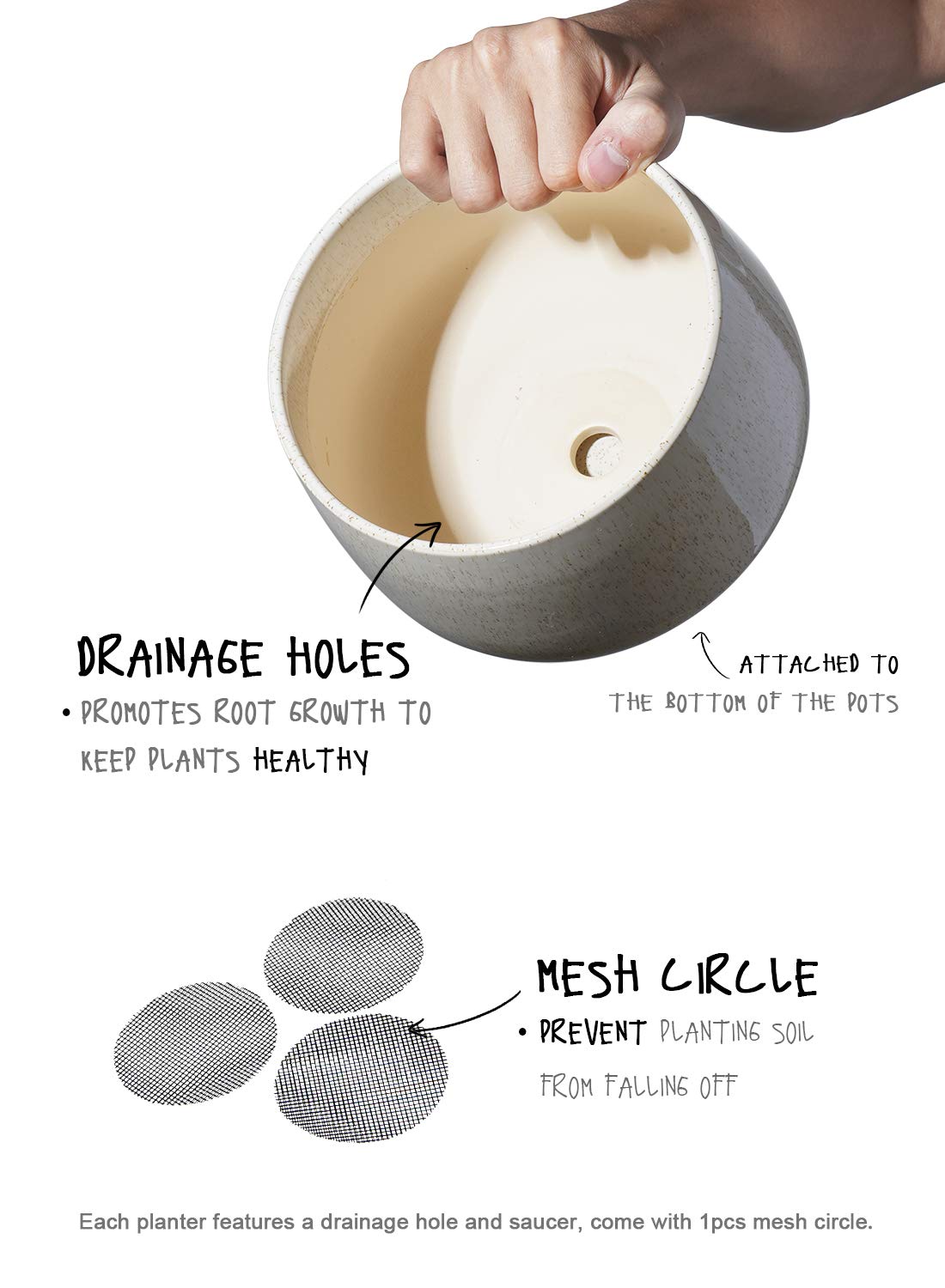do indoor plant pots need a hole in the bottom LE TAUCI Plant Pots, 4.1+5.1+6.5 inch, Set of 3, Ceramic Planters with – LETAUCI