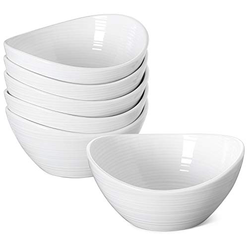 LE TAUCI Ice Cream Bowls 10 Ounce, Ceramic Small Bowls for Side Dishes, Dessert, Snack, Fruit, Dipping Sauce Bowls, Microwave Oven Dishwasher Safe - 5.5 inch, Set of 6, White