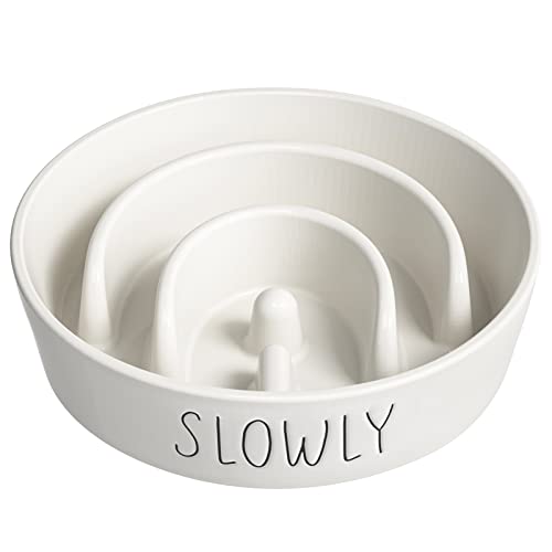 LE TAUCI PET Dog Slow Feeder Bowl Ceramic, Puzzle Dog Food Bowl for Small Medium Breed, Puppy Slow Feeder Bowl for Fast Eater, Dog Bowls to Slow Down Eating, Maze Bowl, Pet Bowl