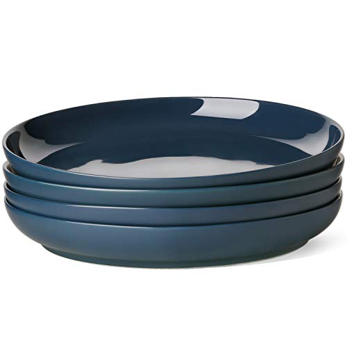 LE TAUCI Dinner Plate 9 inch,Ceramic Salad plate sets for Pasta, Risotto, Fluffiest, Pancakes, Dishwasher Microwave Oven Safe, set of 4, Sea blue