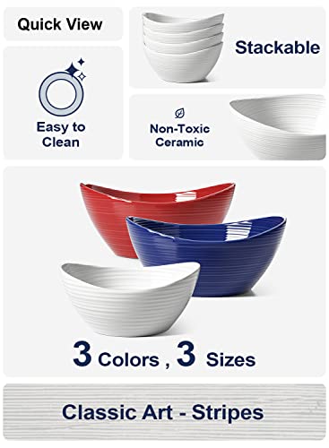 LE TAUCI Salad Bowls 44 Ounce Ceramic Kitchen Serving Bowl Sets for P LETAUCI