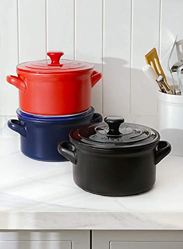 LE TAUCI 3 Quart Dutch Oven Pot with Lid, for No Knead Bread, Sourdough Loaf, Bread Clothe Baker, Ceramic Casserole Dish, Stove to Oven, Non-Coated, Use as Bread Pan, Soup Pot, Stew Pot, Black