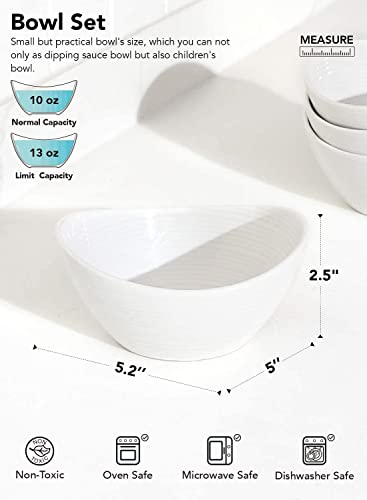 LE TAUCI Ice Cream Bowls 10 Ounce, Ceramic Small Bowls for Side Dishes, Dessert, Snack, Fruit, Dipping Sauce Bowls, Microwave Oven Dishwasher Safe - 5.5 inch, Set of 6, White